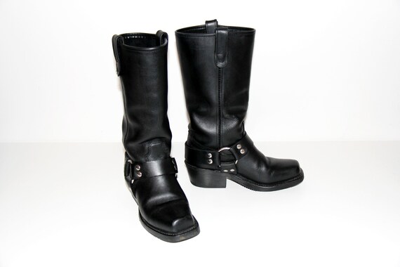 Black Harness Boots / Biker Boots / Real Leather M