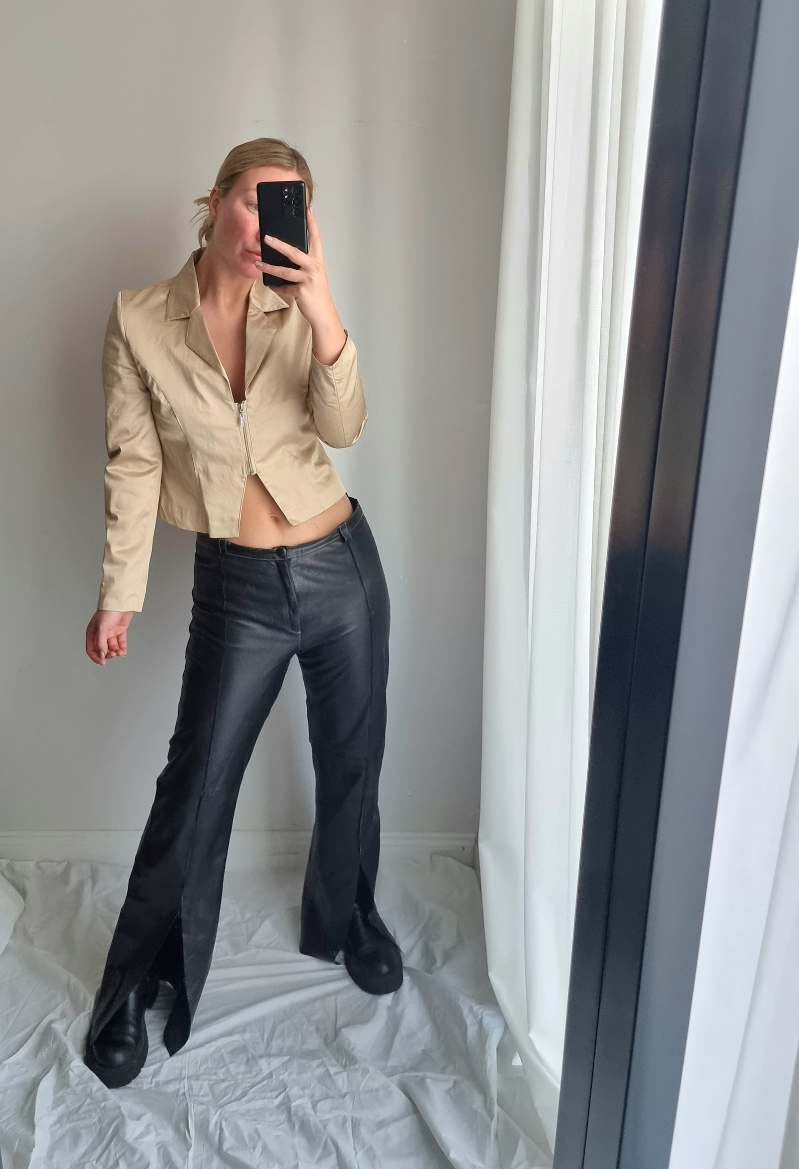 Black Leather Pants / Real Leather Pants / Flare Leather Trousers