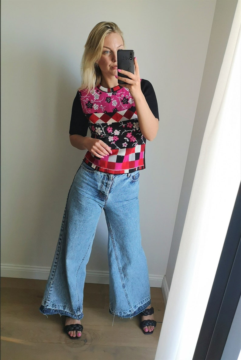 Kenzo Jeans Sweater / Kenzo Blouse / Designer Sweater / Designer Blouse / Kenzo Jeans / Kenzo / Pink Summer Sweater / Pink Flower Sweater