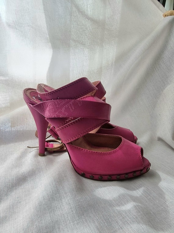 Miss Sixty Y2k Hot Pink Heels / Leather Pink Wedges / Leather