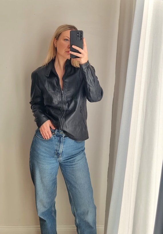 Made in Italy Distressed Leather Moto Jacket / Motorcycle y2k Jacket / Vera Pele Biker Style Jacket / Y2K Biker Jacket / Moto Leather Jacket