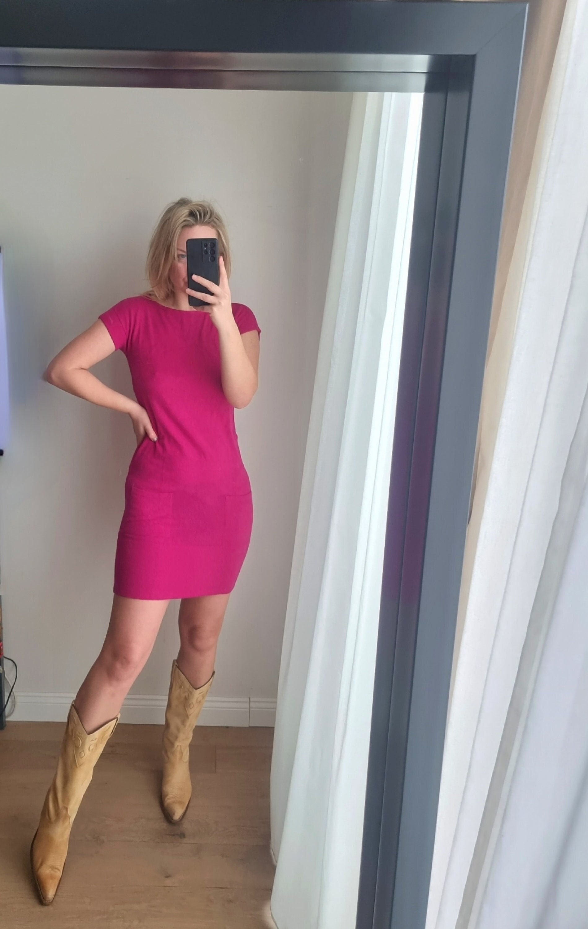 Rosa Rosa Wolle Pullover Kleid / Wollkleid / Lila Wollpullover / Minimal Style Pullover / Angora Wolle Rosa Kleid