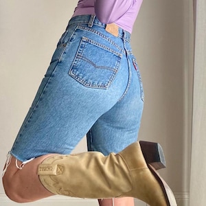 Pantalones cortos de mezclilla / Bermudas de mezclilla azul / Pantalones cortos de mezclilla de la vieja escuela / Pantalones cortos de mezclilla cortados / Pantalones cortos de mezclilla de los 90 / Pantalones cortos de cintura alta