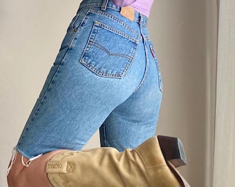 Denim Jean Shorts / Blue Denim Bermuda Shorts / Old School Jean Shorts / Denim Cut Off Shorts / 90's Denim Shorts / High Waisted Shorts