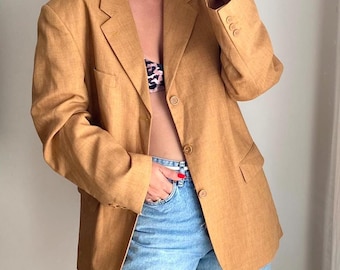 Oversized Brown Thin Jacket / Brown Office Jacket / Copper Brown Blazer / Unisex Oversized Jacket / Brown Office Blazer / Summer Office Suit