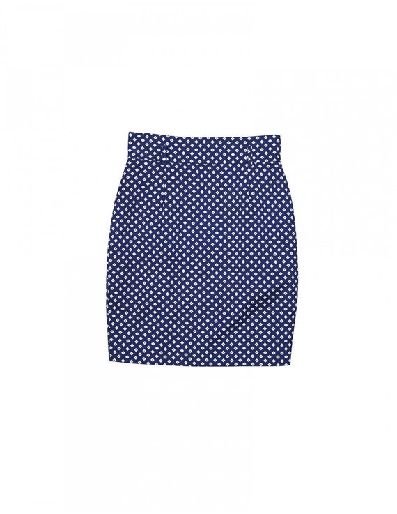 MOSCHINO COUTURE Skirt / Blue Dot Mini Skirt / Of… - image 3
