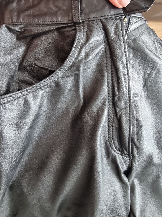 90s Black Genuine Leather Pants (XS)