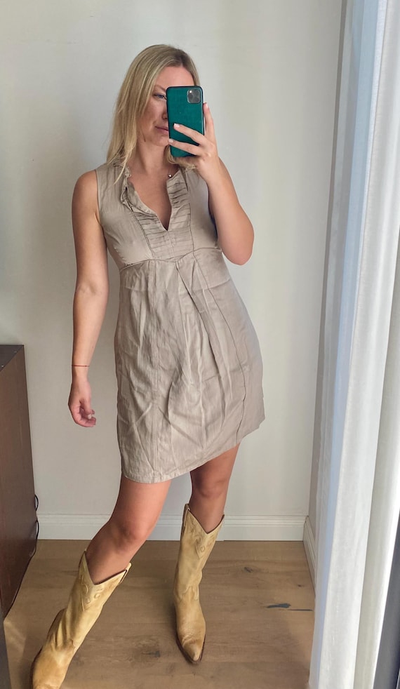 sandro beige dress Dune Suede Kendra Maxi Dress