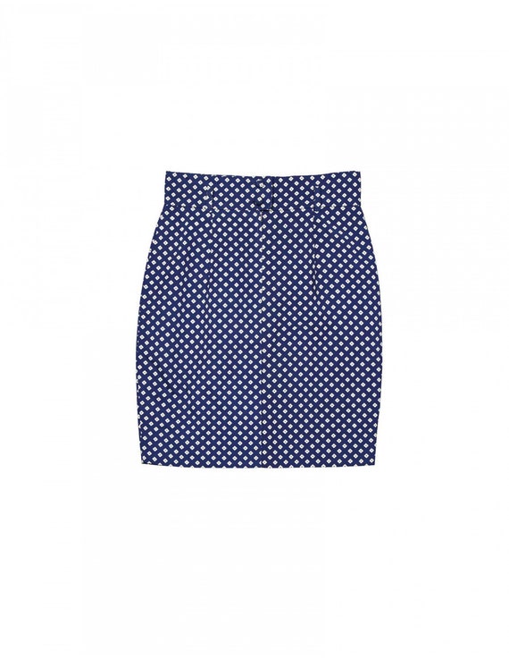 MOSCHINO COUTURE Skirt / Blue Dot Mini Skirt / Of… - image 2