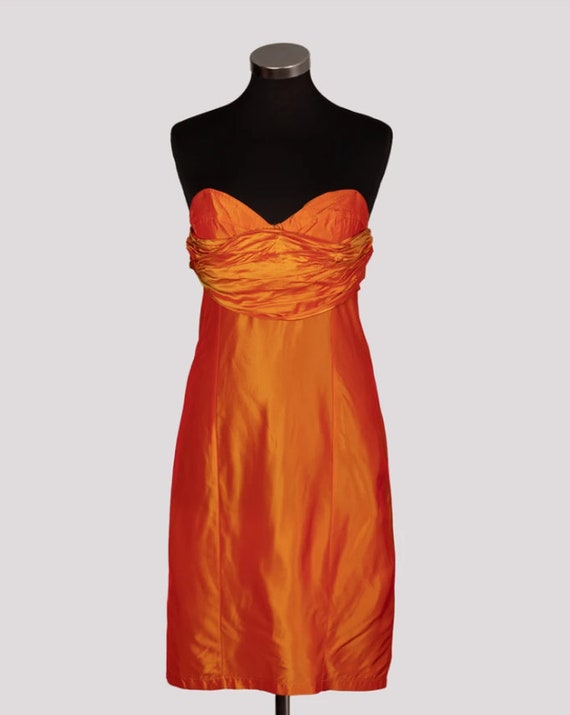 KENZO Sleeveless Dress / Orange Party Dress / Off… - image 7