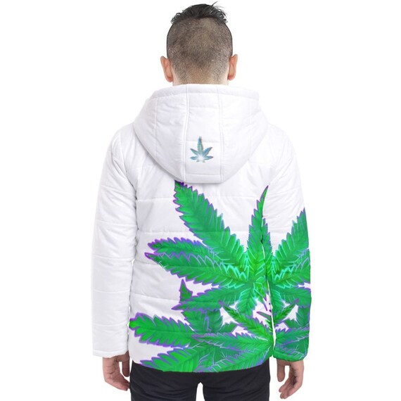 Cannabis Mens Puffer Jacket Styles Marijuana Weed WHITE Super Etsy