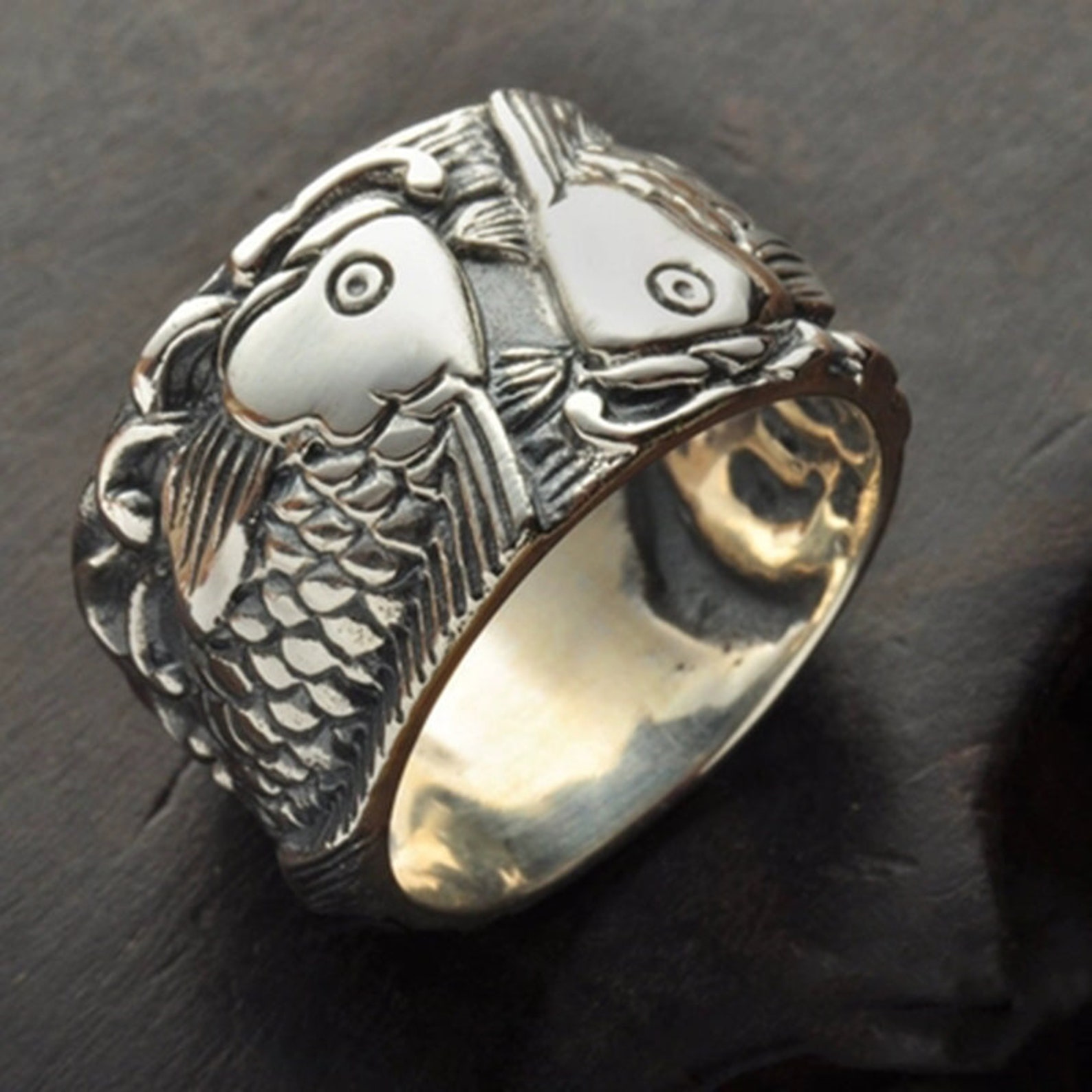 Koi Fish Ring Koi Ring Carp Fish Ring Japanese Ring Silver Etsy