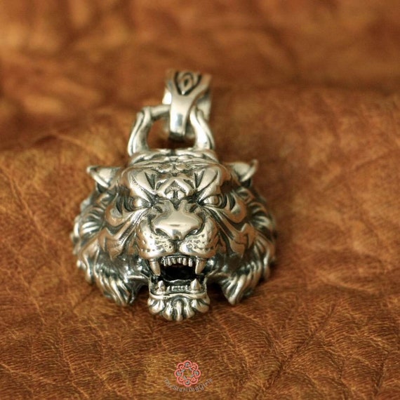 Tiger Necklace 925 Sterling Silver Tiger Pendant Necklace - Etsy