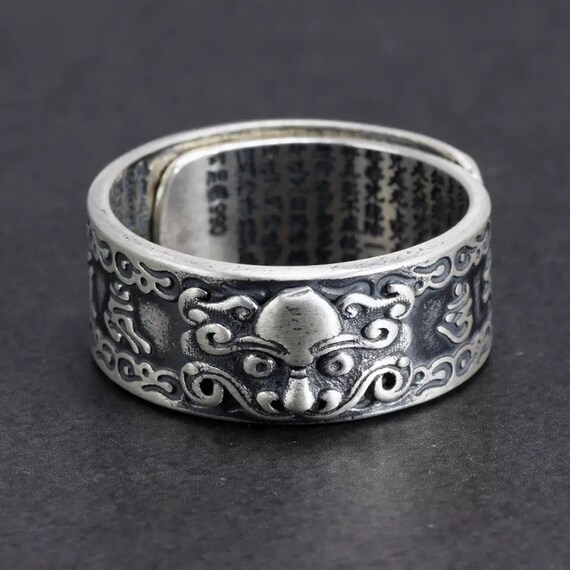 990 Silver Dragon Ring Sterling Silver Pixiu Ring Mantra Etsy