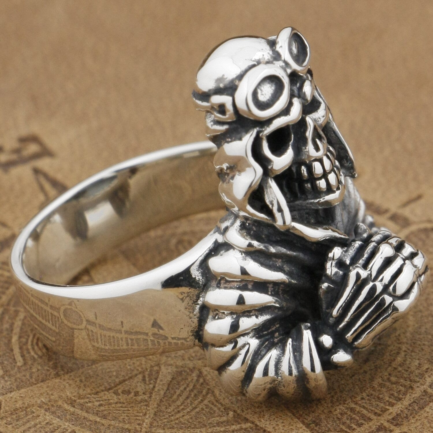 Anillo Calavera Anillo De Calavera Ajustable Para Hombre Estilo - Main Image