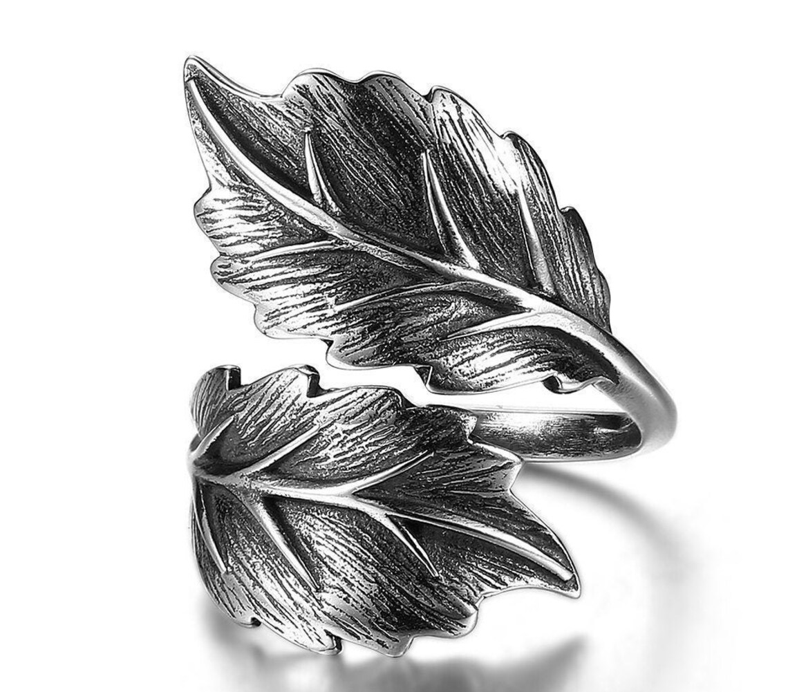 Sterling Silver Leaf Ring Spoon Ring Wrap Ring Etsy