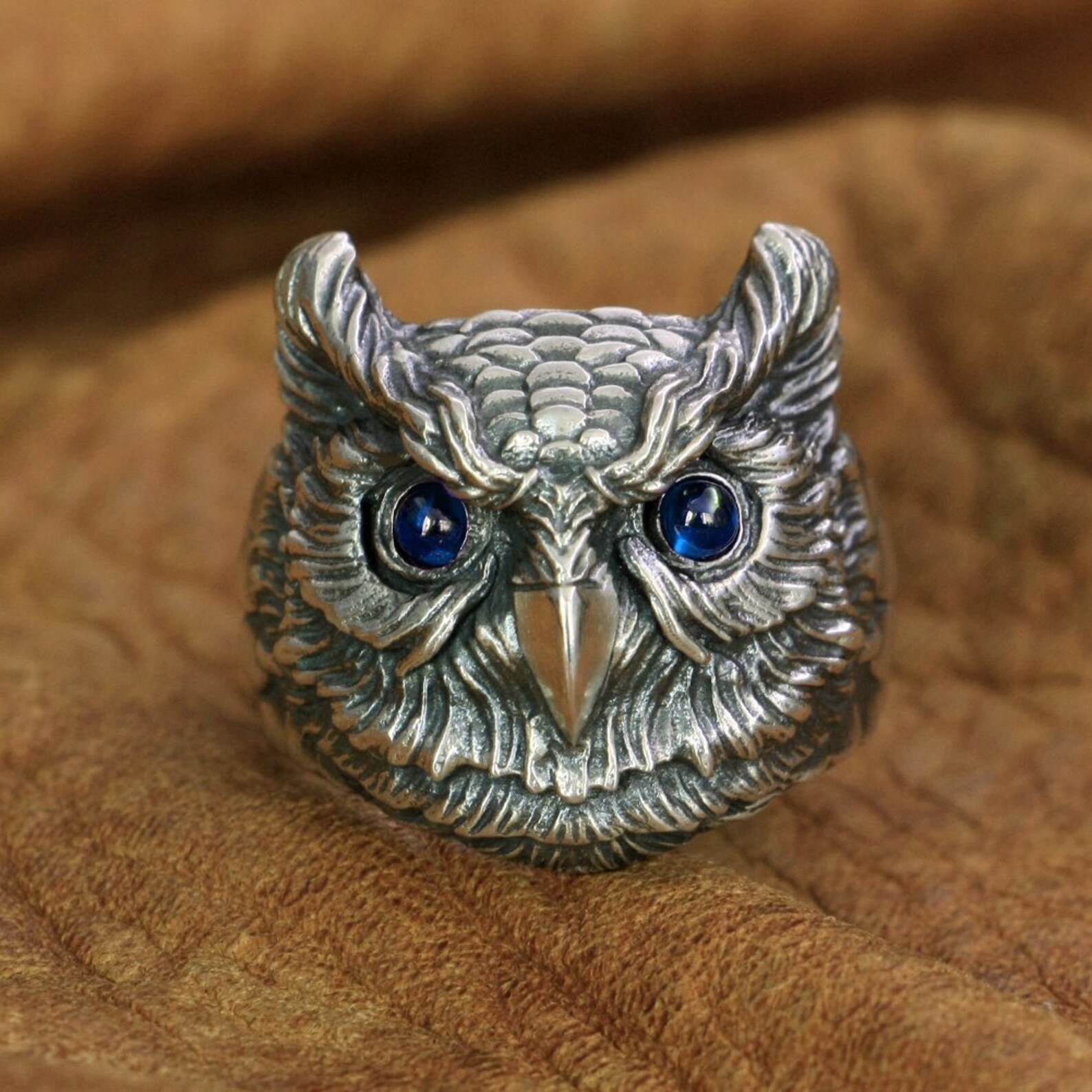 Vintage Night Owl Ring - 925 Sterling Silver Adjustable Ring For Men & Women, Size 8-11