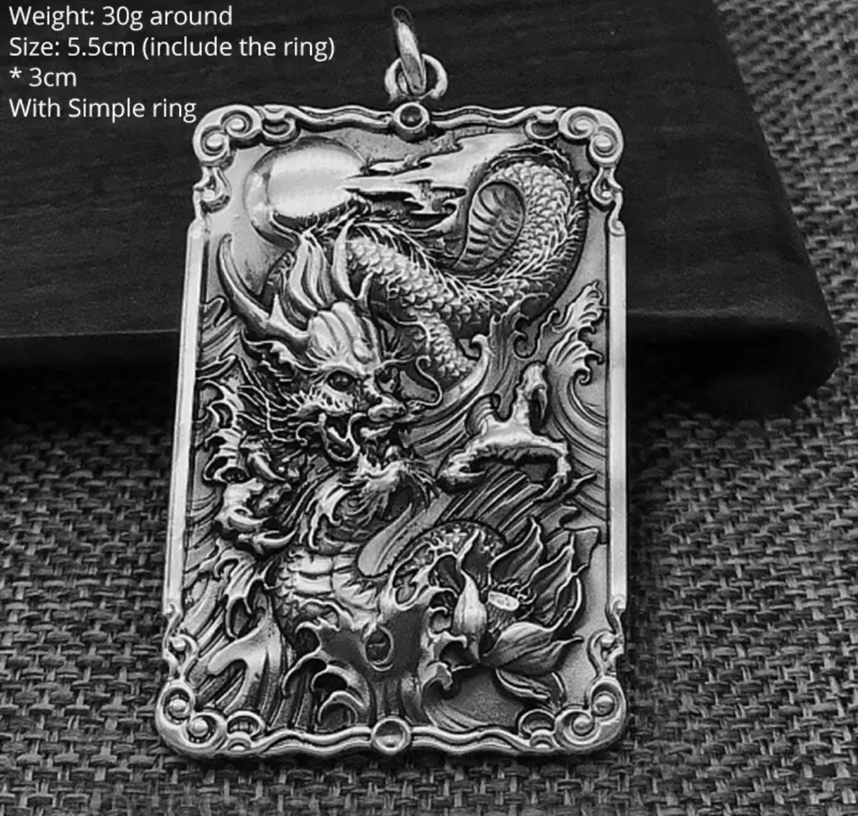 Sterling Silver Dragon Pendant Mens Jewelry Amulet Necklace Etsy