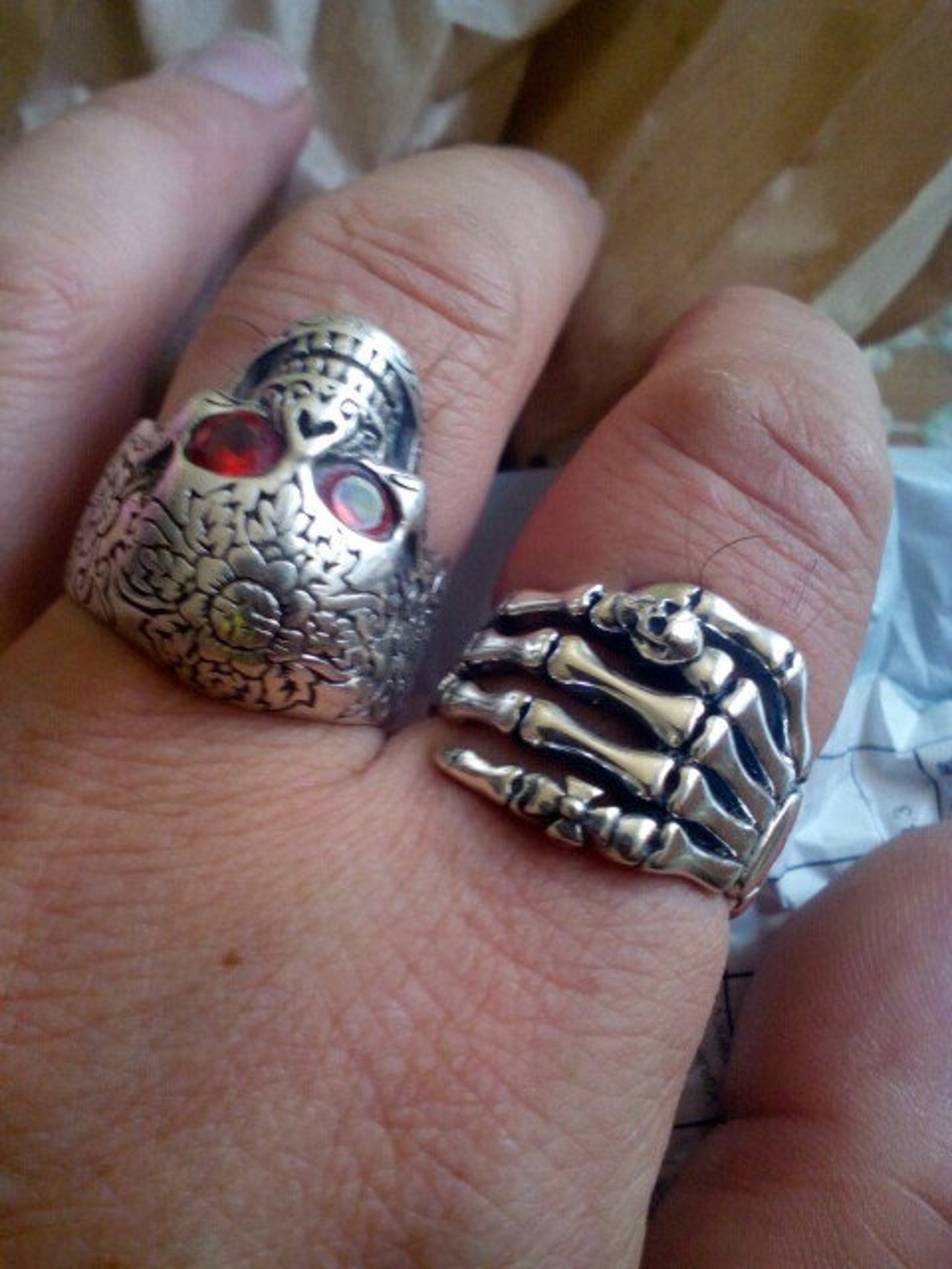 Sterling Silver Skeleton Hand Ring Skull Ring Etsy UK