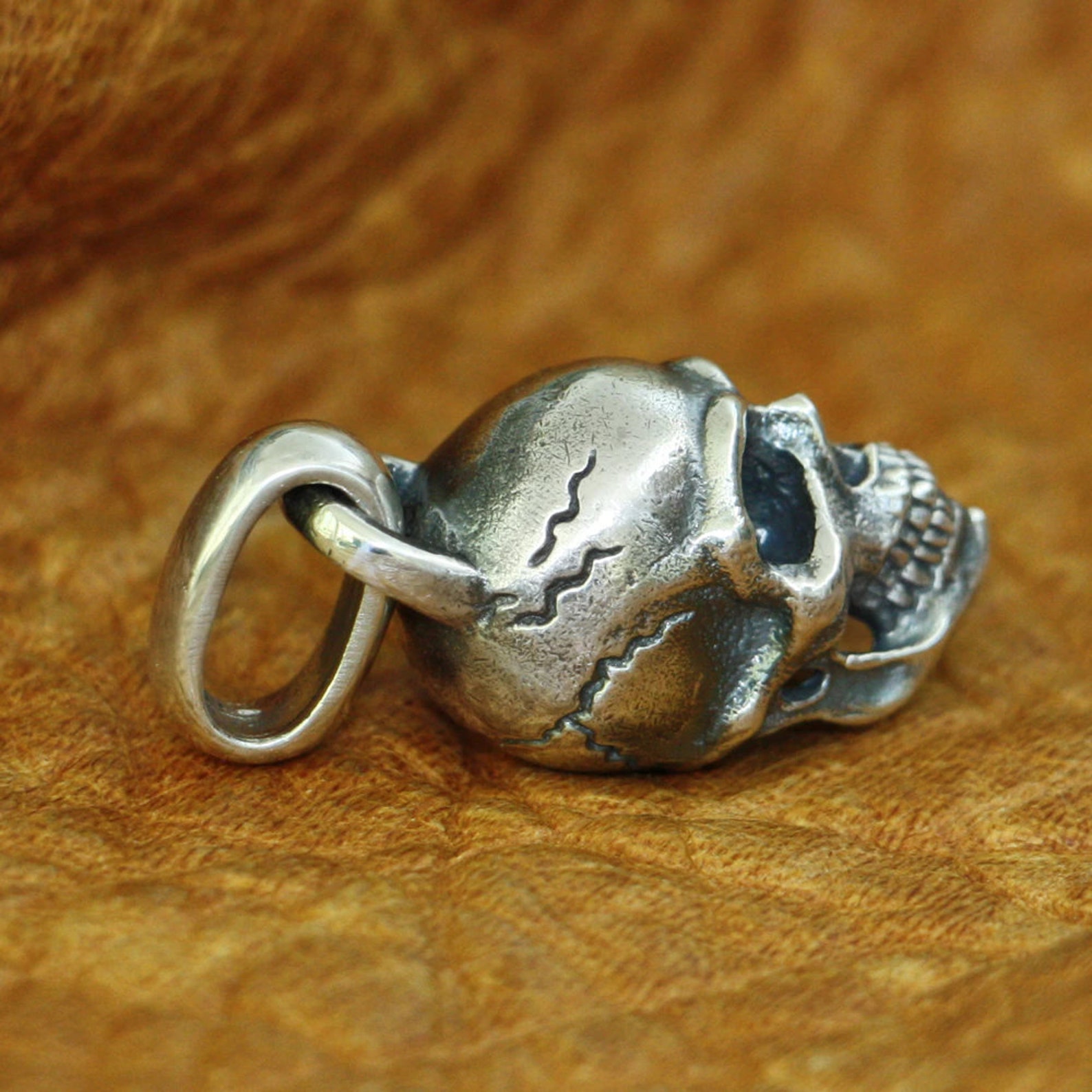 Mens Skull Necklace 925 Sterling Silver Skull Pendant Necklace Etsy