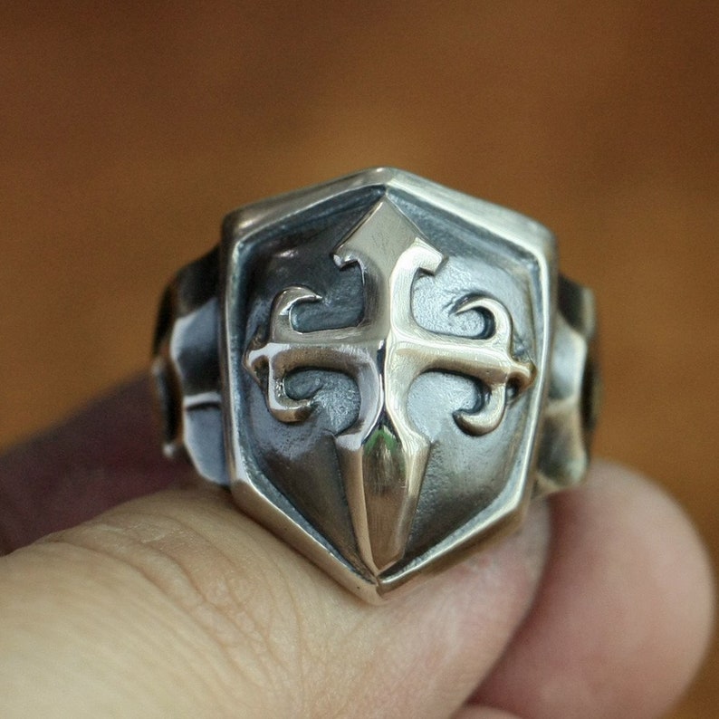 Cross Shield Ring Men Shield of the Templar Ring Knights | Etsy