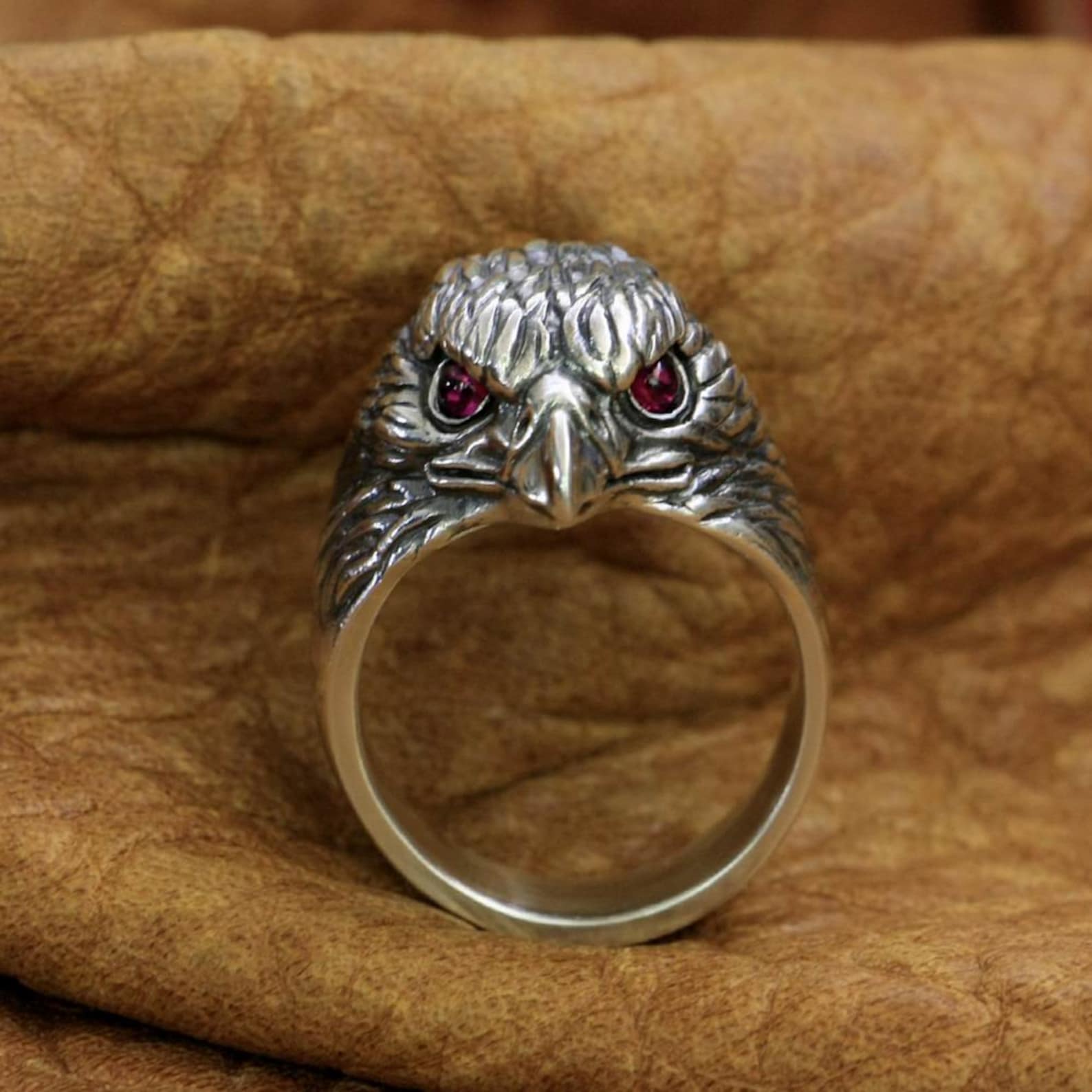 Sterling Silver Hawk Ring American Eagle Ring Men Falcon Ring Etsy