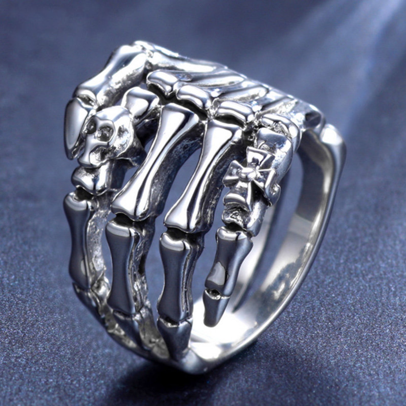 Sterling Silver Skeleton Hand Ring Skull Ring Etsy UK