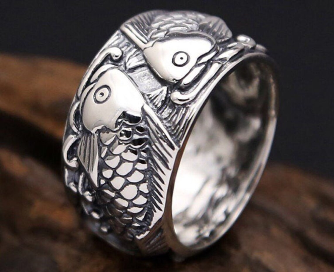 Koi Fish Ring Koi Ring Carp fish ring Japanese ring Silver Etsy