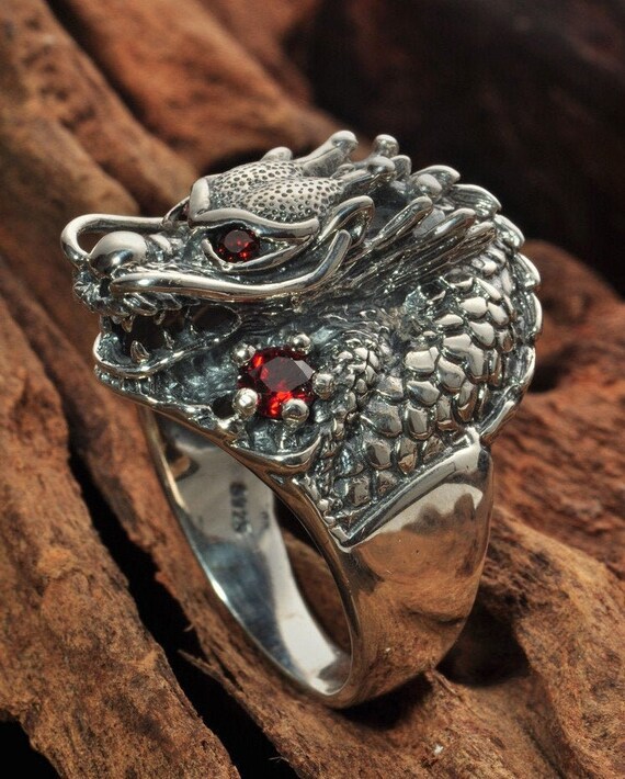 925 Sterling Silver Dragon Ring for Men Women Vintage | Etsy