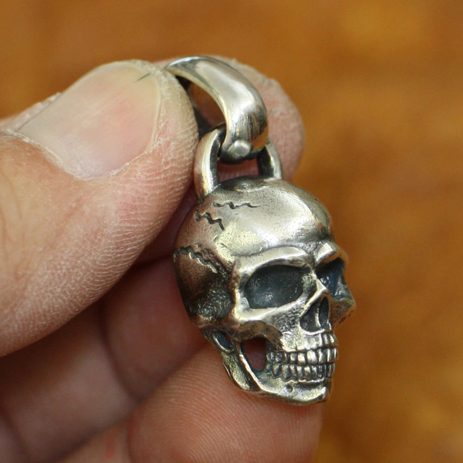 Mens Skull Necklace 925 Sterling Silver Skull Pendant Necklace Etsy