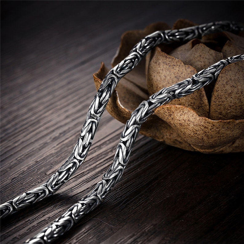 Sterling Silver Dragon Necklace Men Byzantine Necklace Viking Etsy UK