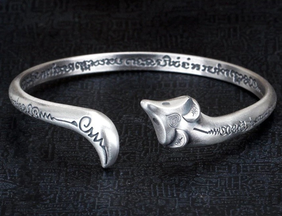 Fox Bracelet women men Sterling Silver Fox Bangle Sterling Etsy