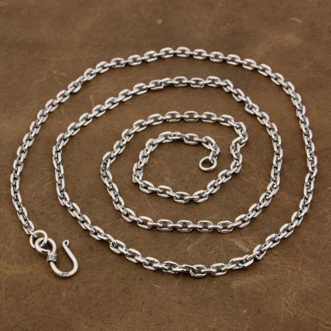 Long Sterling Silver Cable Chain Necklace for Men 4mm Etsy Australia