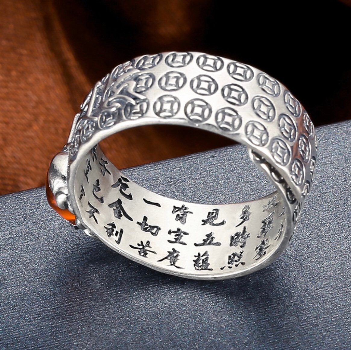 Men's Dragon Ring Pixiu Ring Sterling Silver Mantra Ring | Etsy