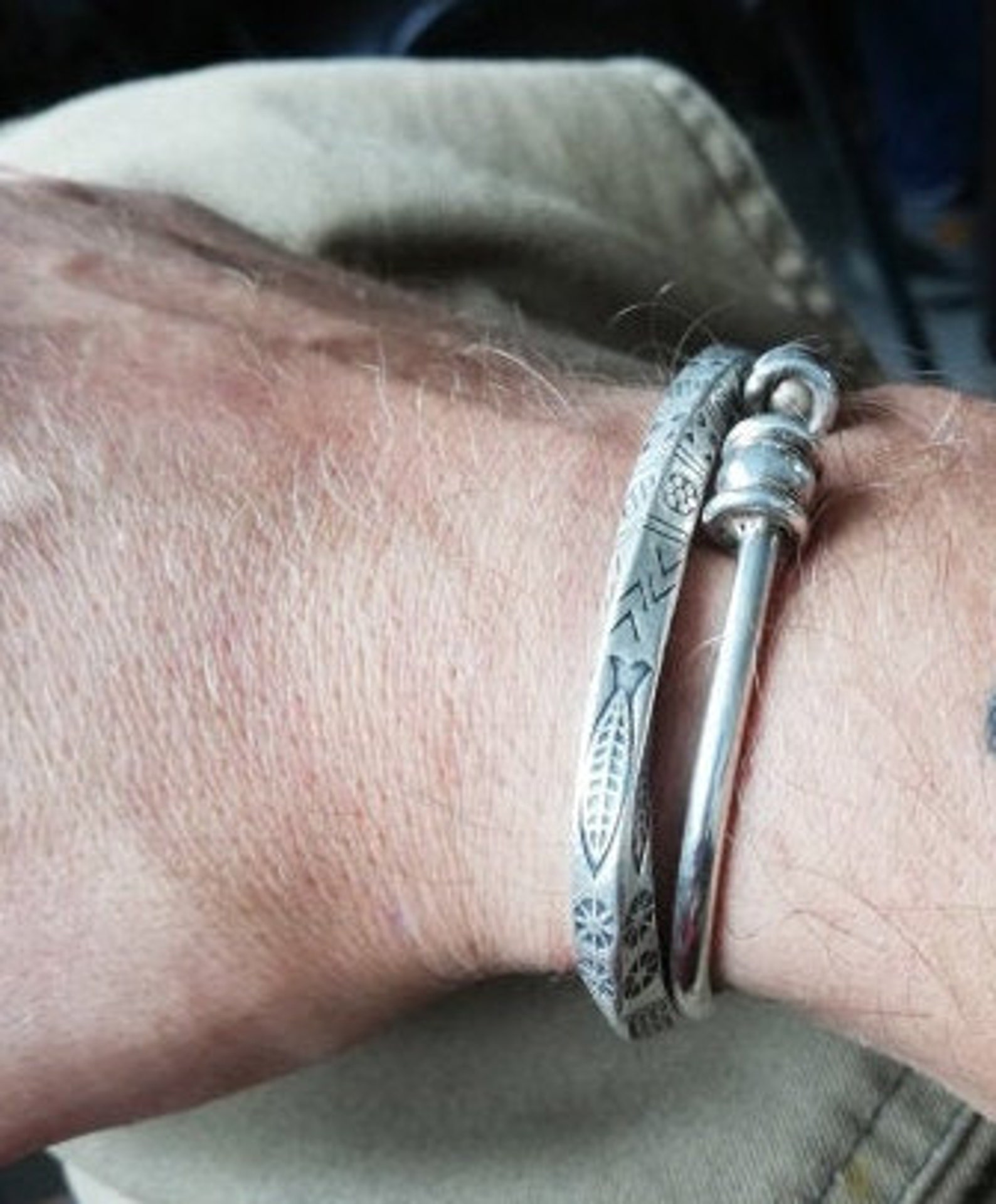 Fish Mens Silver Cuff Bracelet Sterling Silver Bracelet Men | Etsy