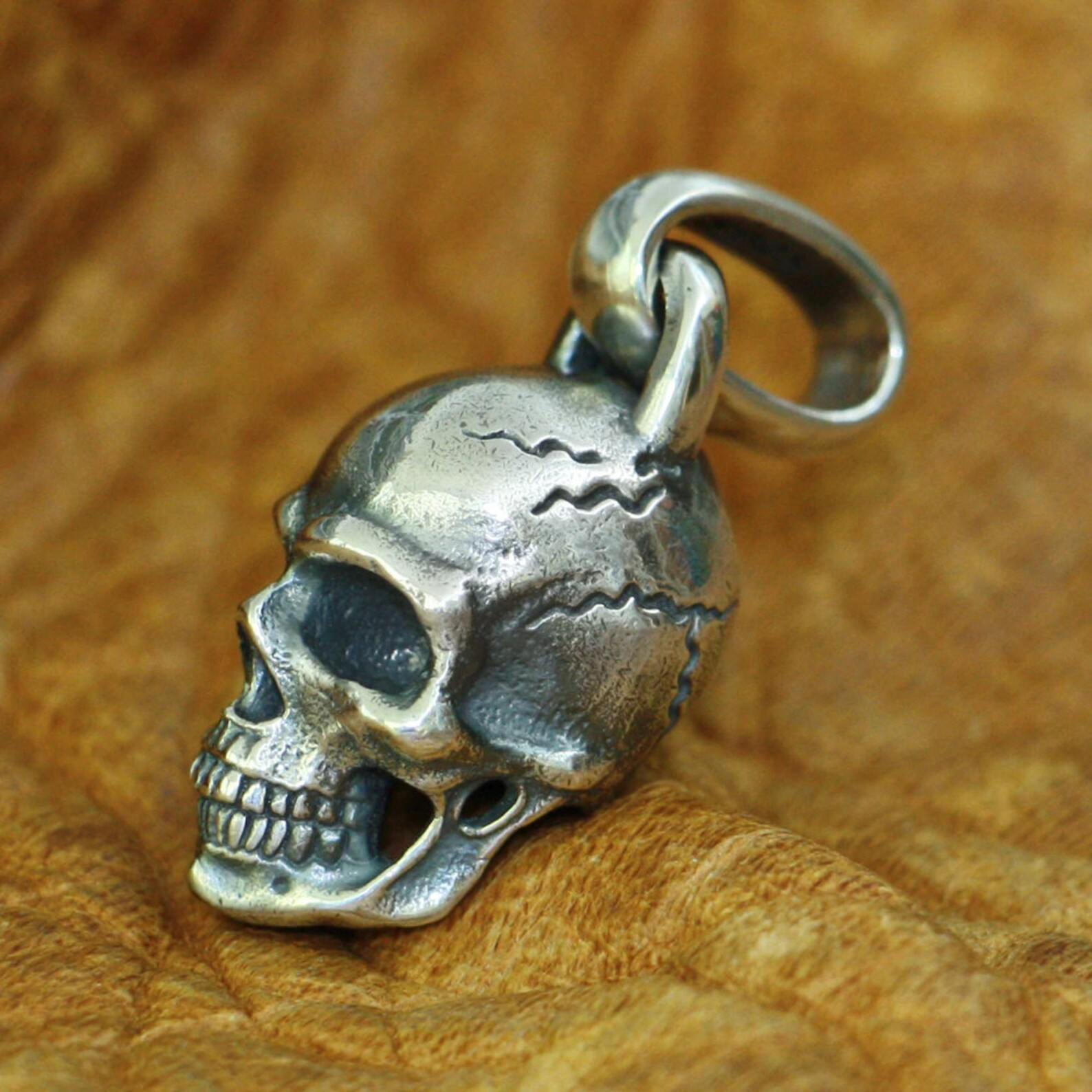 Mens Skull Necklace 925 Sterling Silver Skull Pendant Necklace Etsy