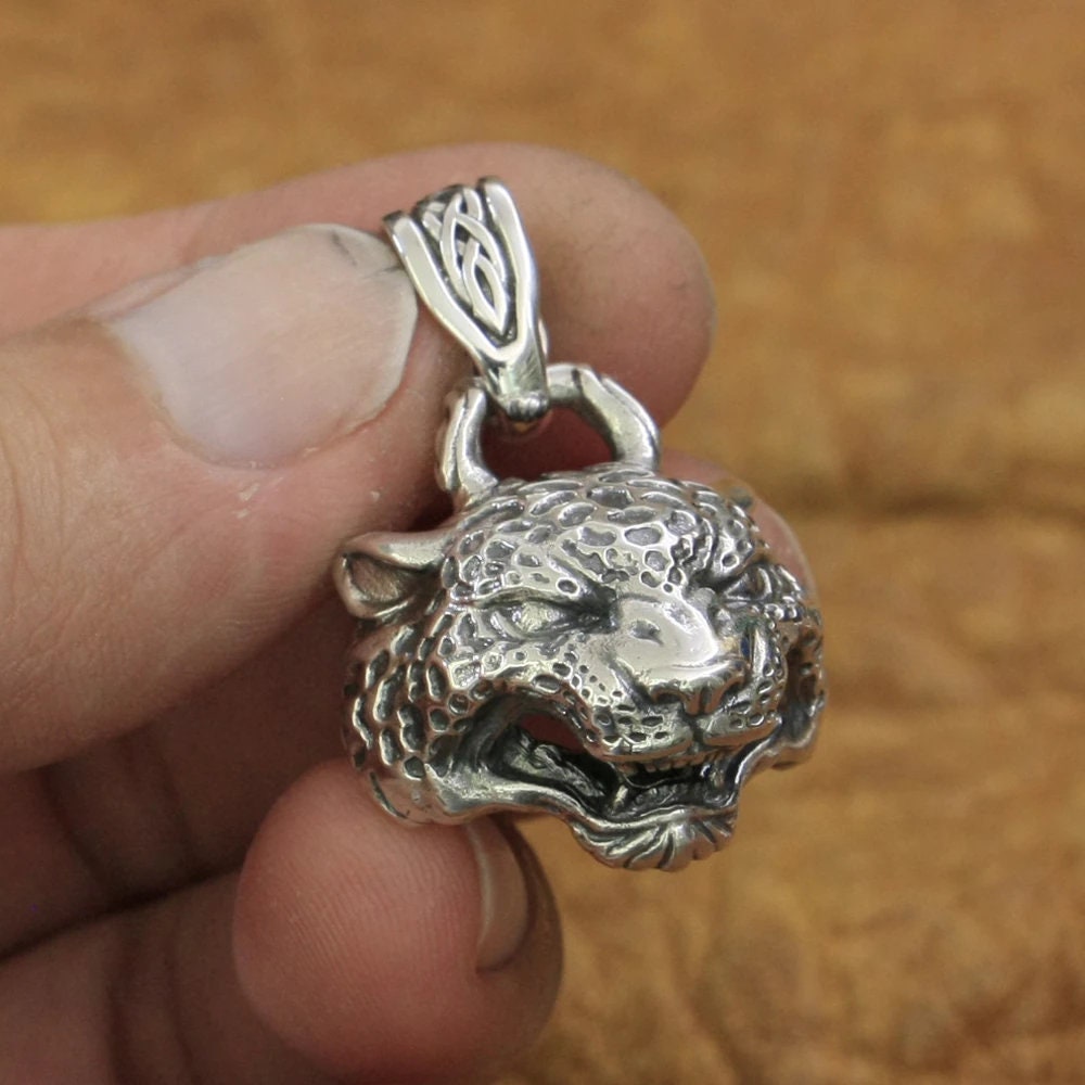 Tiger Pendant for Necklace Sterling Silver Mens Panther | Etsy