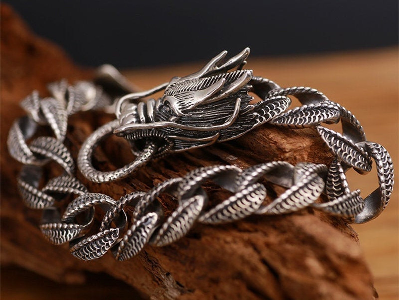 Dragon Bracelet Byzantine Bracelet for Men Sterling Silver - Etsy