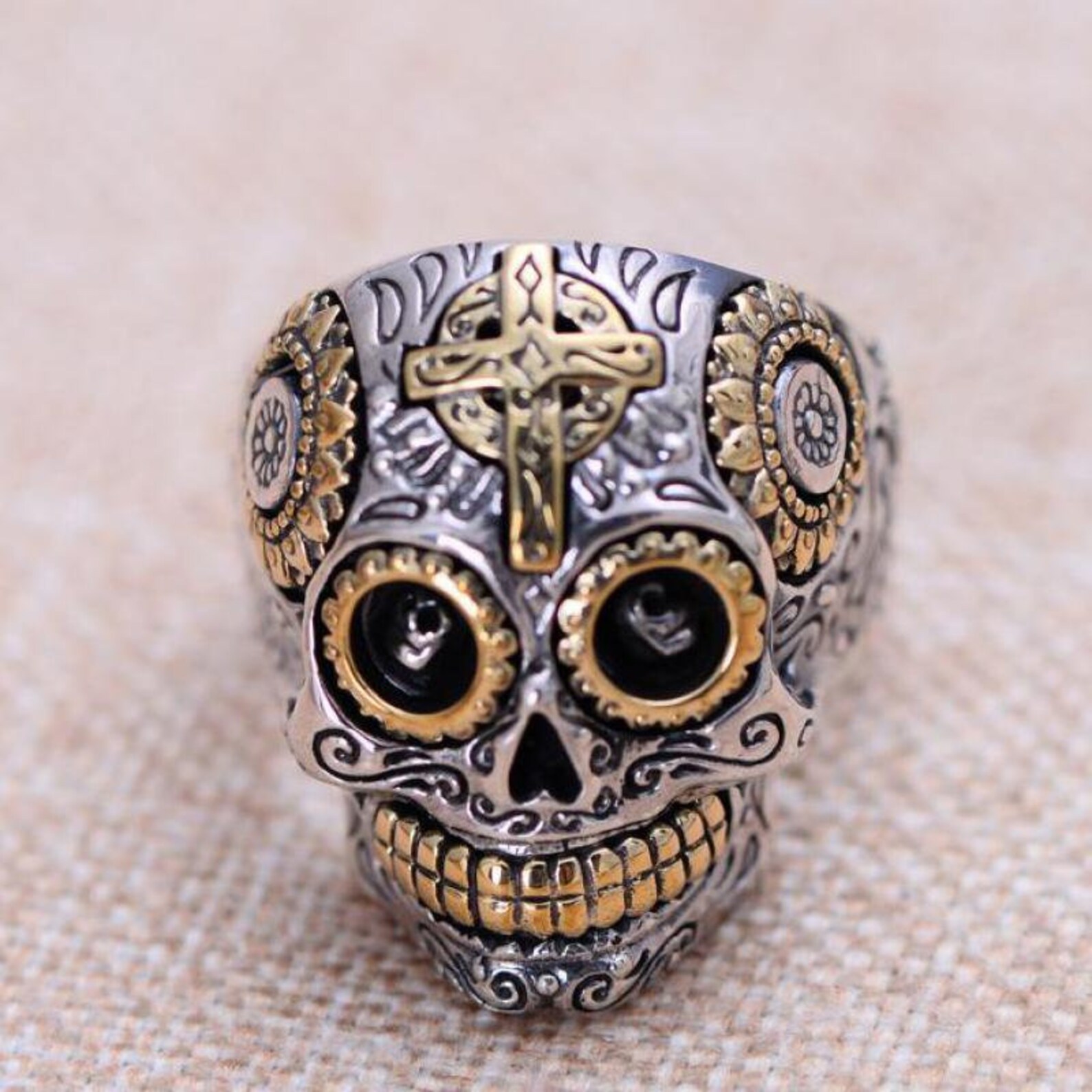Sugar Skull Ring Men & Women Sterling Silver Mexican Skull Etsy