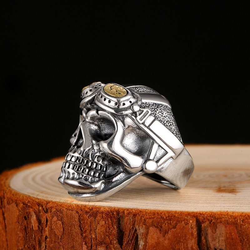 Silver Skull Ring Men Sterling Silver Vintage Mens Jewelry Etsy