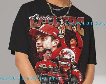 Chemise Vintage Charles Leclerc Scuderia Ferrari des années 90, Chemise Charles Leclerc Scuderia Ferrari, T-shirt Charles Leclerc F1, tee vintage CND