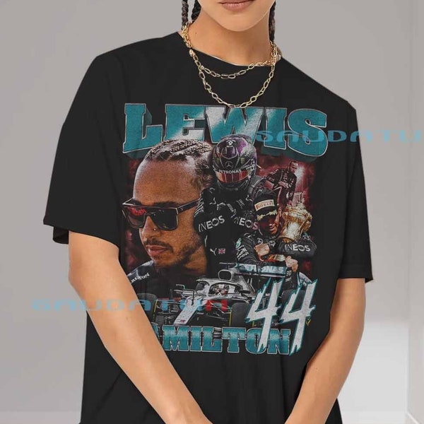 Lewis Hamilton Shirt - Formula 1 Racing Team Mercedes 90s Vintage x Bootleg Style Rap Tee, Gifts for Him and Her, Unisex CND