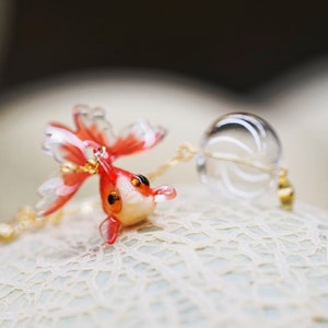 Goldfish and Bubble Dangle Earrings, Koi Earrings, Ocean Earrings