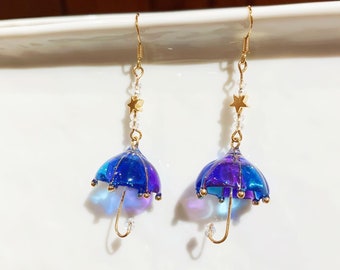 Boucles d'oreilles parapluie nuit étoilée