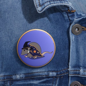 Wizard Rat Cute Witchy Pin Button
