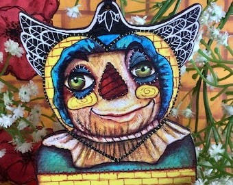 Scarecrow Wizard of Oz laser cut hanging decoration. Wonderfully quirky Emerald City wooden ornament for Halloween or Christmas tree decor