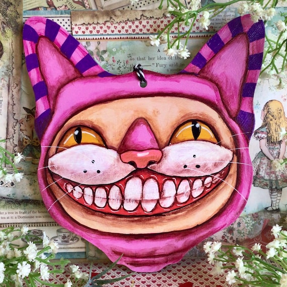 Giant Grinning Hand Painted Cheshire Cat Decoration From Alice in