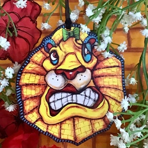 Cowardly Lion Wizard of Oz laser cut hanging decoration. Wonderful Emerald City wooden ornament for Halloween or Christmas tree decor