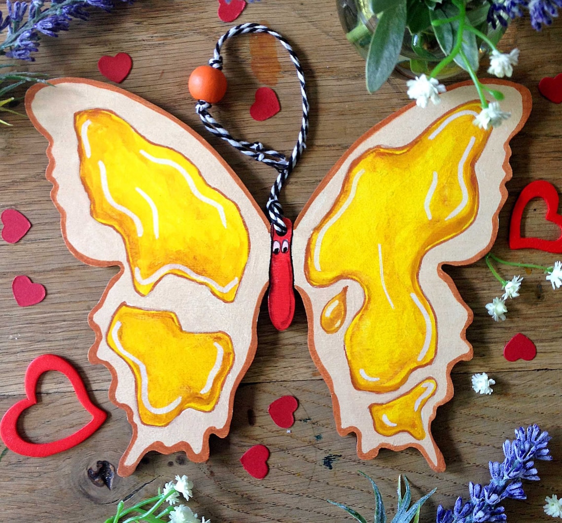 Big Bread and Butterfly From Alice in Wonderland. Hand Painted Etsy