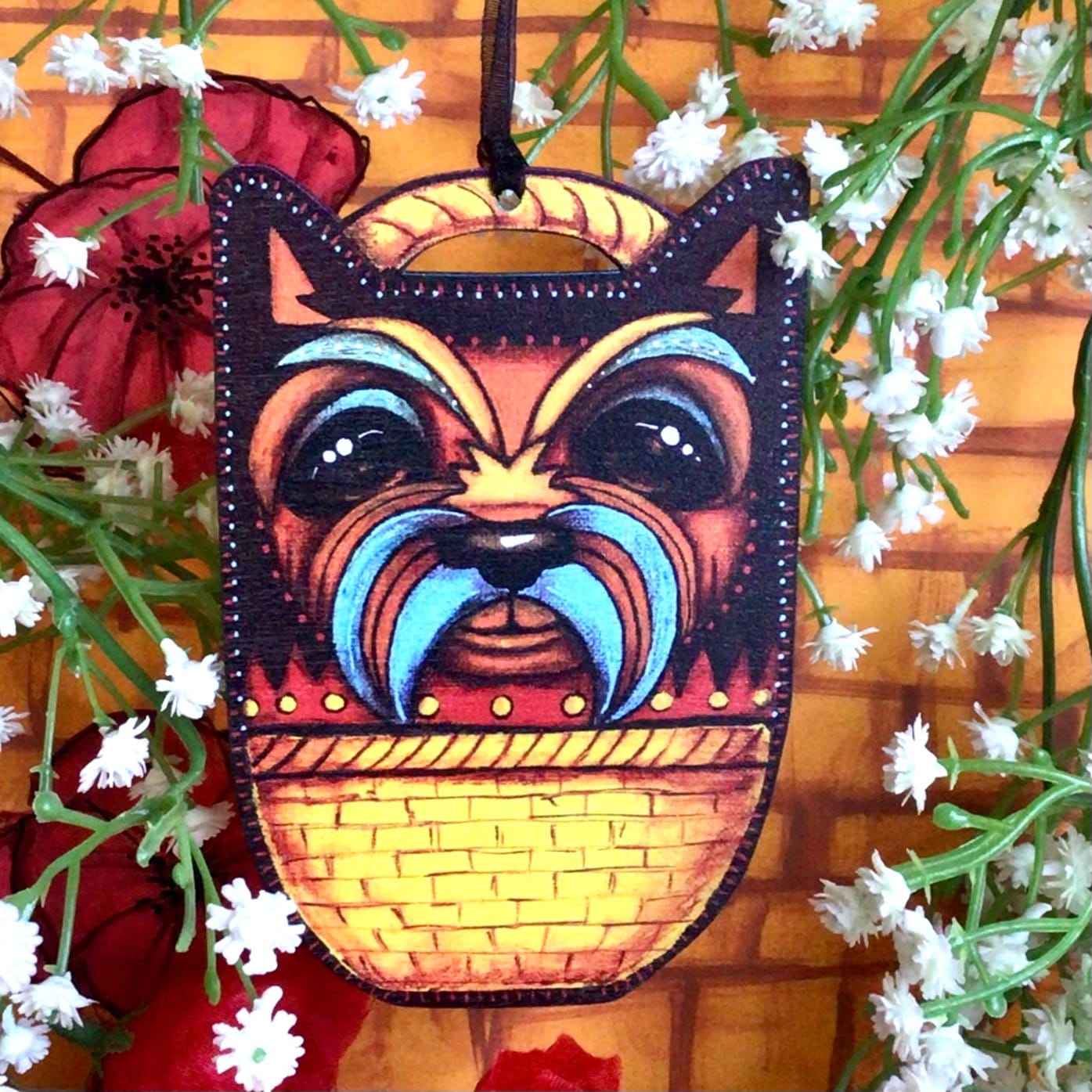 Toto Wizard of Oz Wicked hanging decoration. Wonderful Emerald City wooden ornament for Halloween or Christmas tree decor